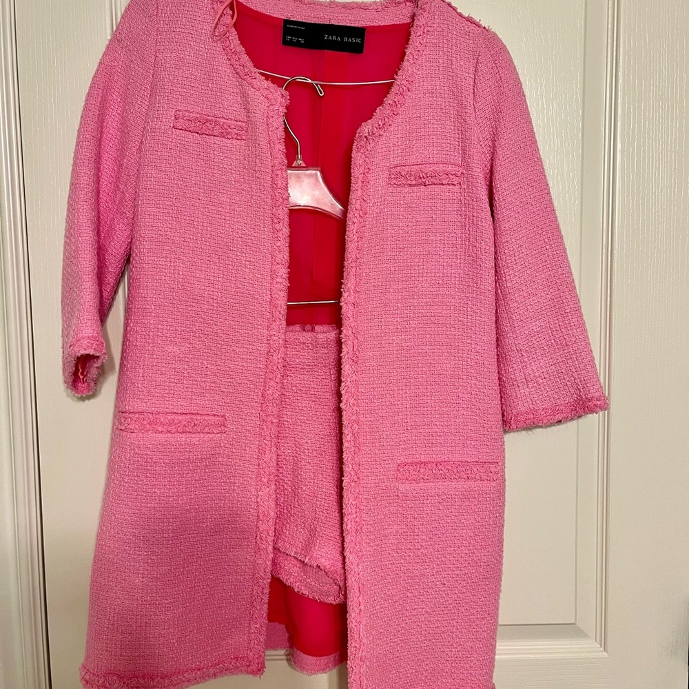 Zara Pink Textured Blazer